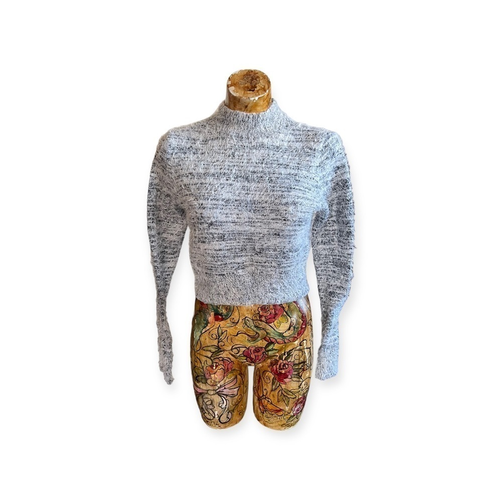 Express fuzzy crop sweater turtleneck medium